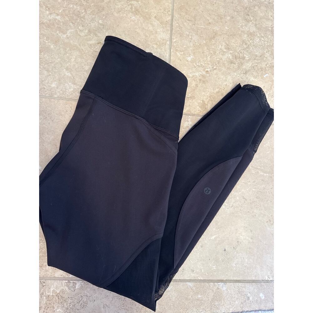 New Lululemon Wunder Train Mesh High Rise Tight 25” Black Size 6